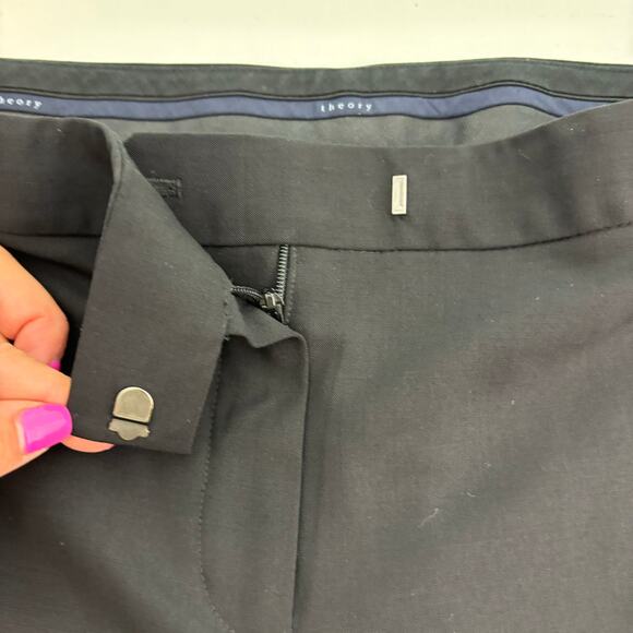 Theory Ibbey 2 Black Wool Blend Mid Rise Straight Leg Dress Pants 6 - Picture 10 of 11